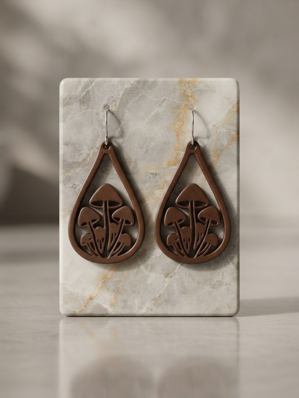 Brown Mushroom Teardrop Earrings - Women Jewelry